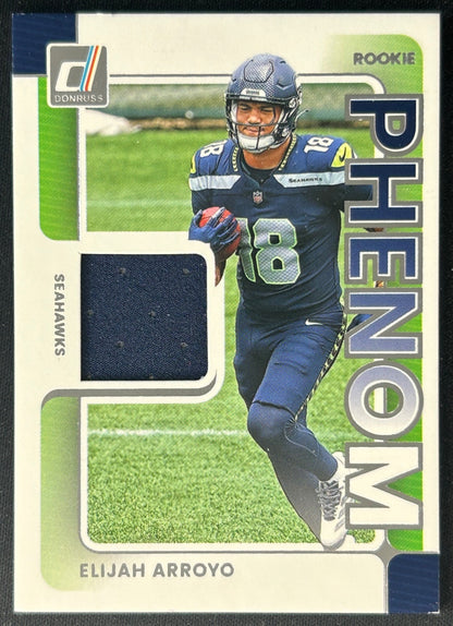 Elijah Arroyo 2025 Donruss Rookie Phenom Jerseys Seahawks Sports Trading Card