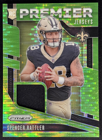 Spencer Rattler 2024 Panini Prizm Premier Jerseys Neon Green Pulsar