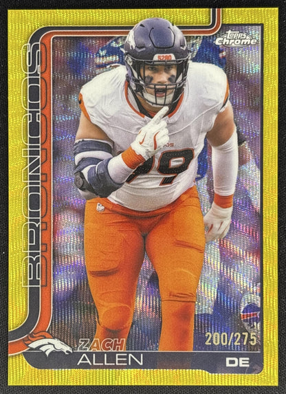 Zach Allen 2025 Topps Chrome Yellow Wave Refractor /275 Broncos front