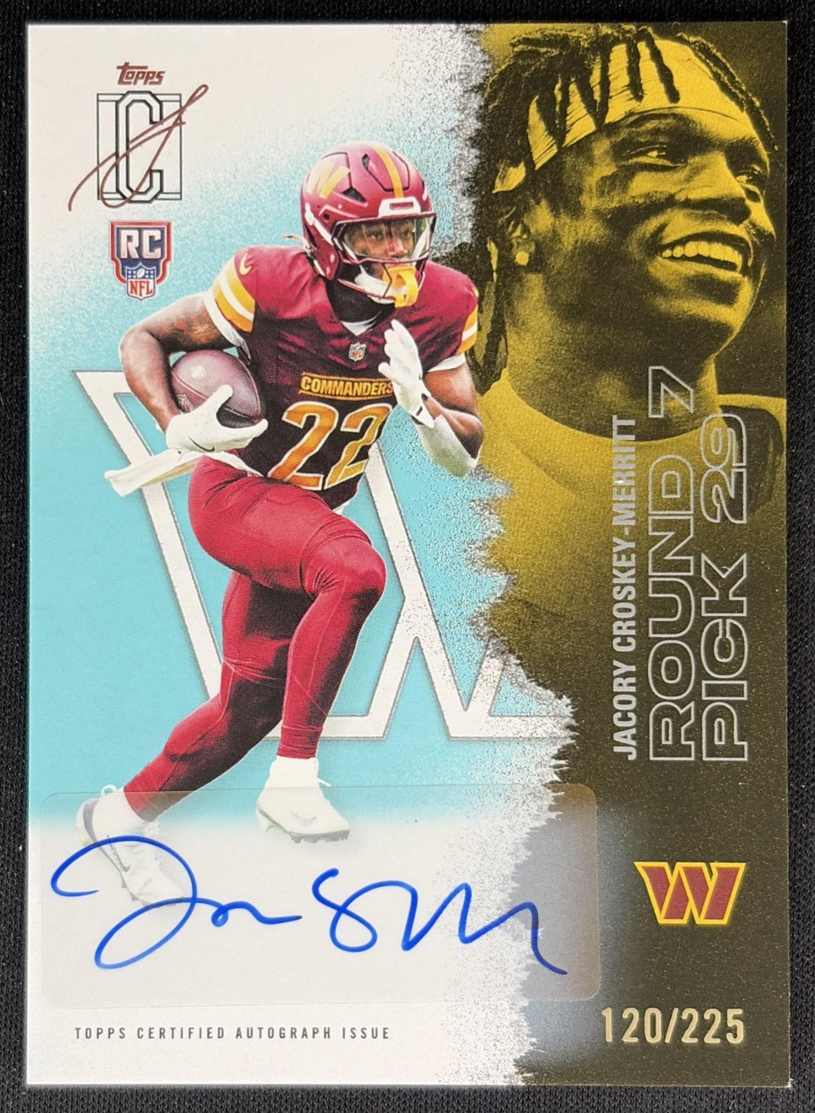 Jacory Croskey-Merritt 2025 Signature Class Rookie Auto Teal Foil /225 Commanders