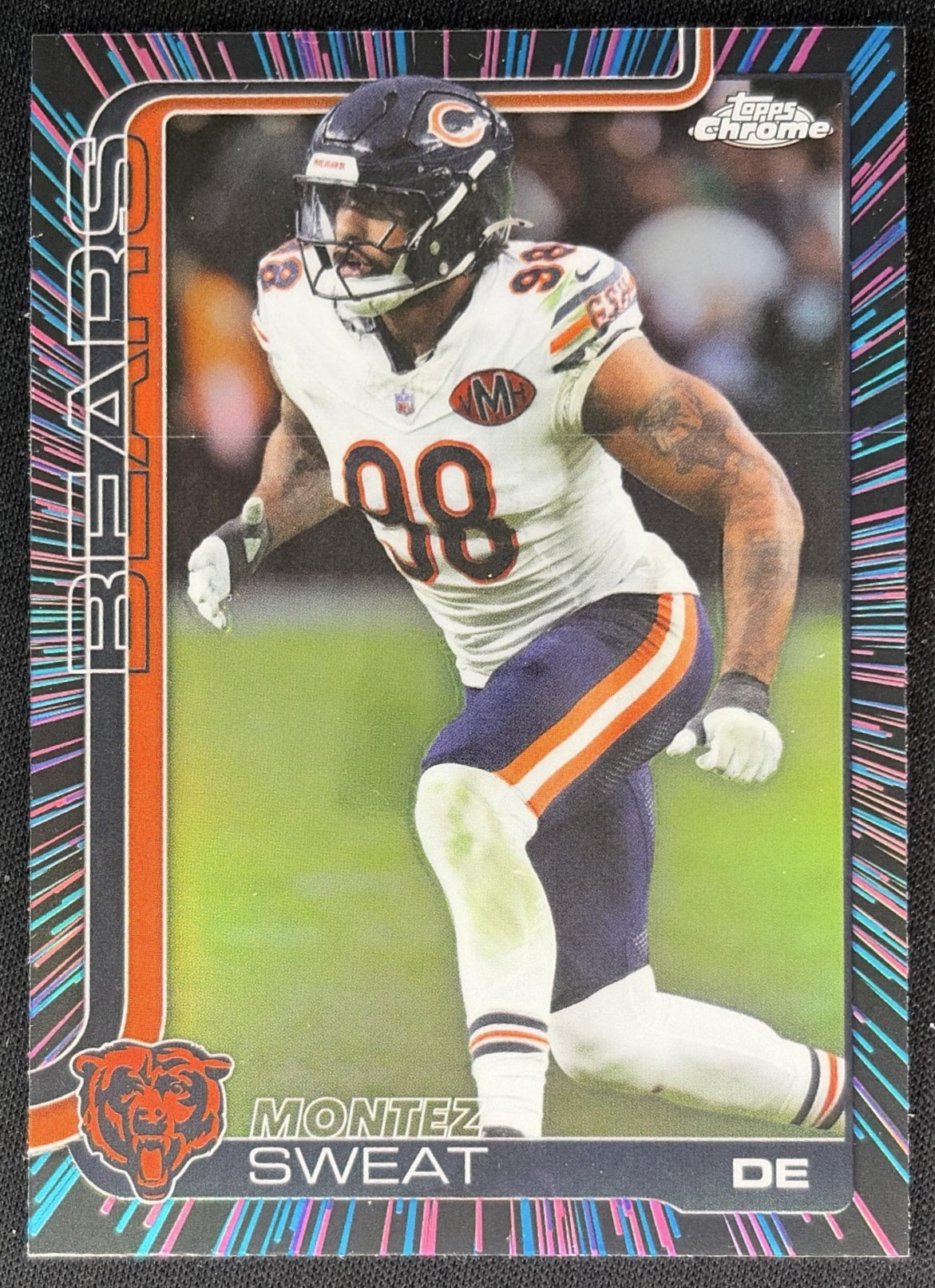 Montez Sweat 2025 Topps Chrome Neon Pulse Refractor Bears Sports Trading Cards