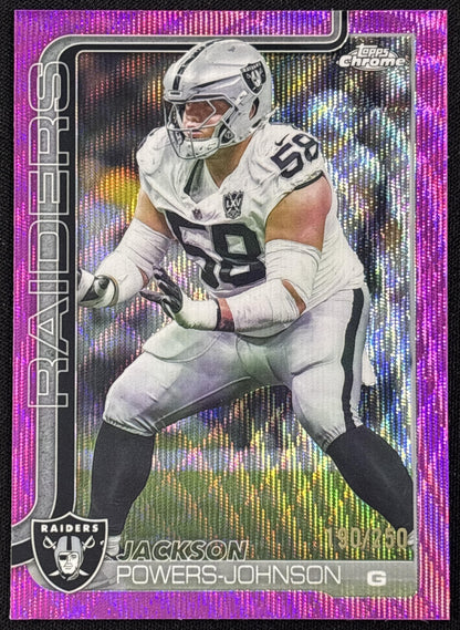 Jackson Powers-Johnson 2025 Topps Chrome Pink Wave Refractor /250 Raiders