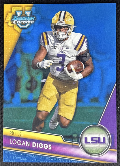 Logan Diggs 2023 Bowman University Chrome Blue Refractor /199 Tigers front