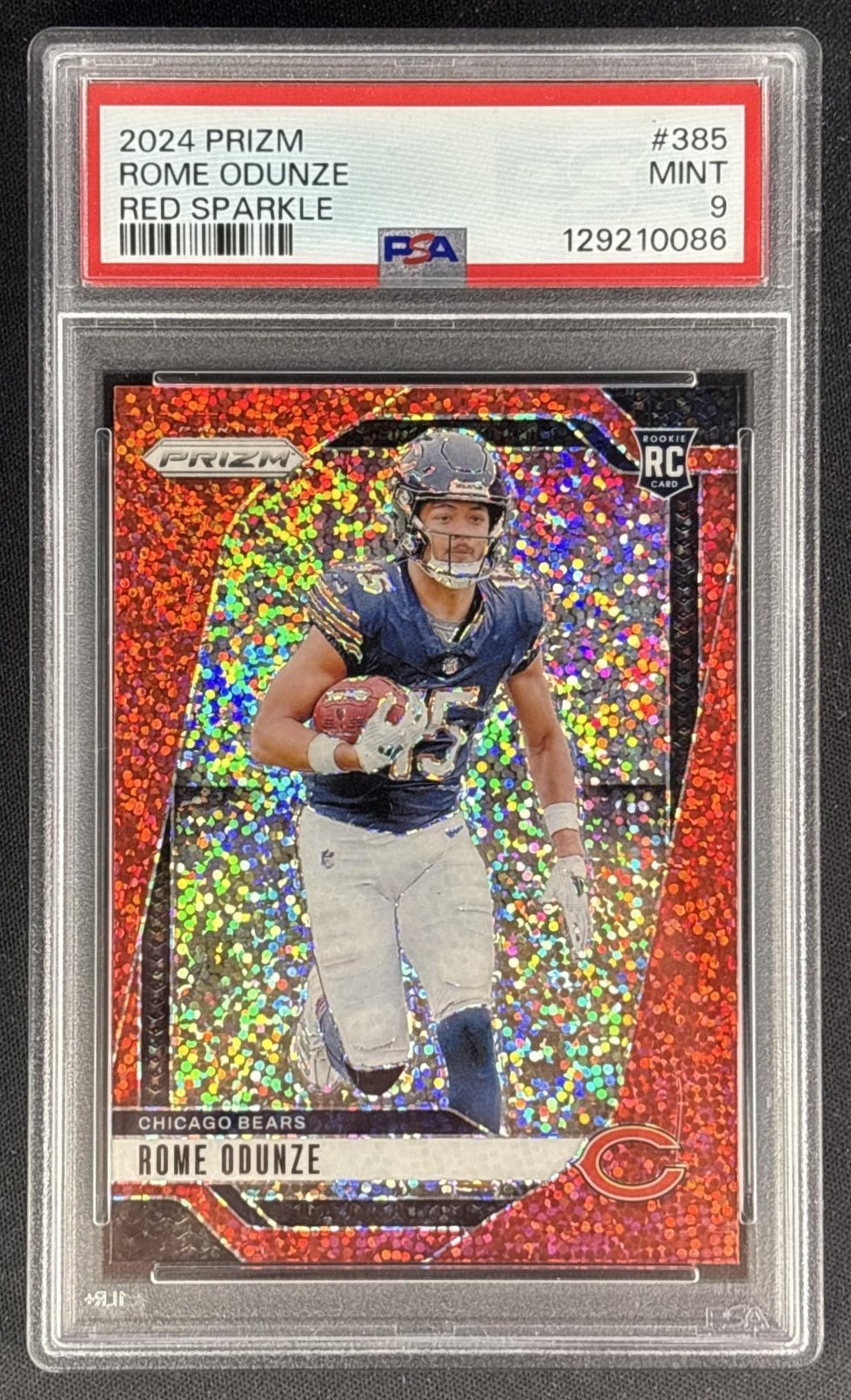 Rome Odunze 2024 Panini Prizm Red Sparkle PSA 9 Bears | Wayne