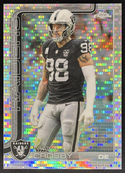 Maxx Crosby 2025 Topps Chrome Pulsar Refractor Raiders Sports Trading Cards