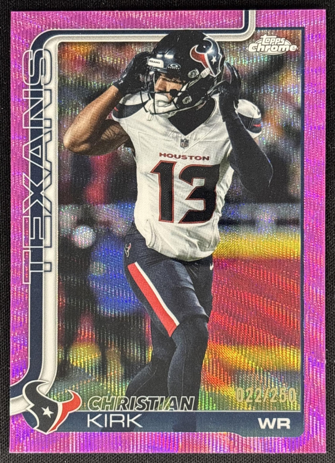 Christian Kirk 2025 Topps Chrome Pink Wave Refractor /250 Texans Default Title Sports Trading Card