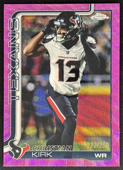 Christian Kirk 2025 Topps Chrome Pink Wave Refractor /250 Texans Default Title Sports Trading Card