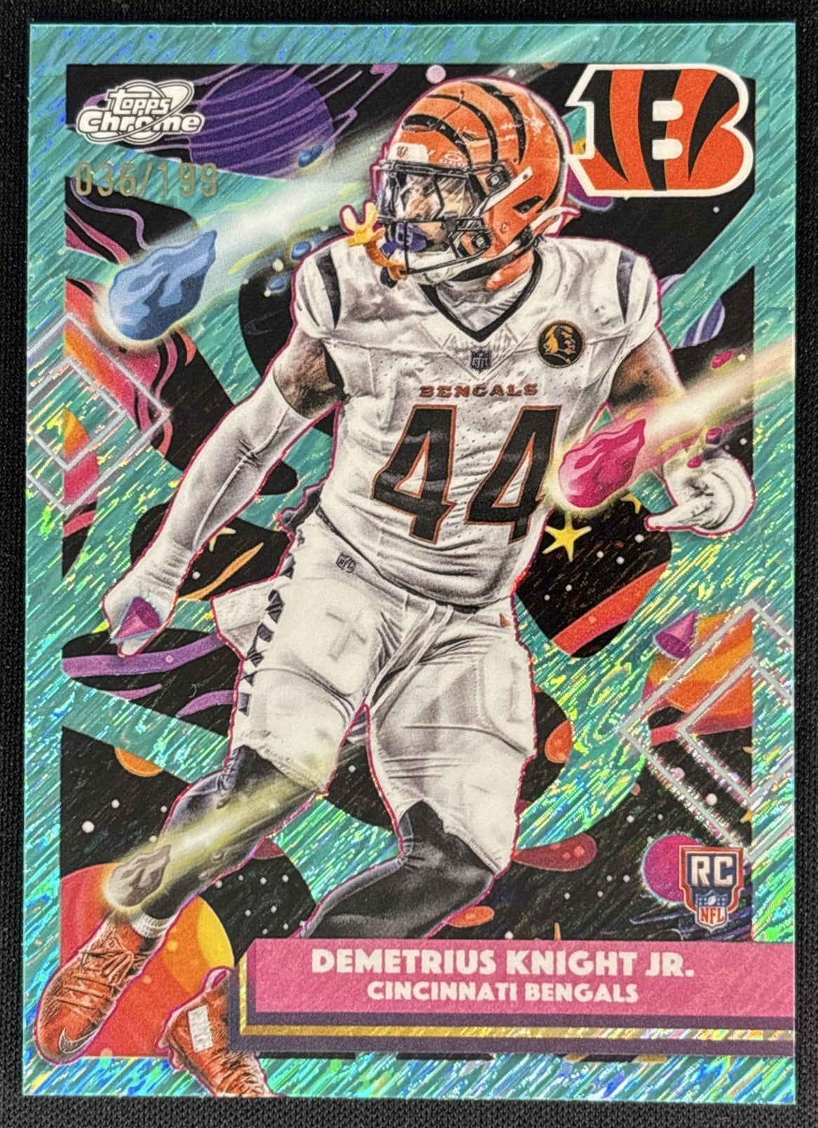 Demetrius Knight Jr. 2025 Cosmic Chrome Aqua Equinox Refractor /199 Bengals Sports Trading Cards