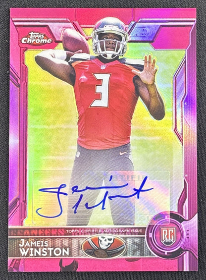 Jameis Winston 2015 Topps Chrome Rookie Auto Pink Refractor /75 Buccaneers