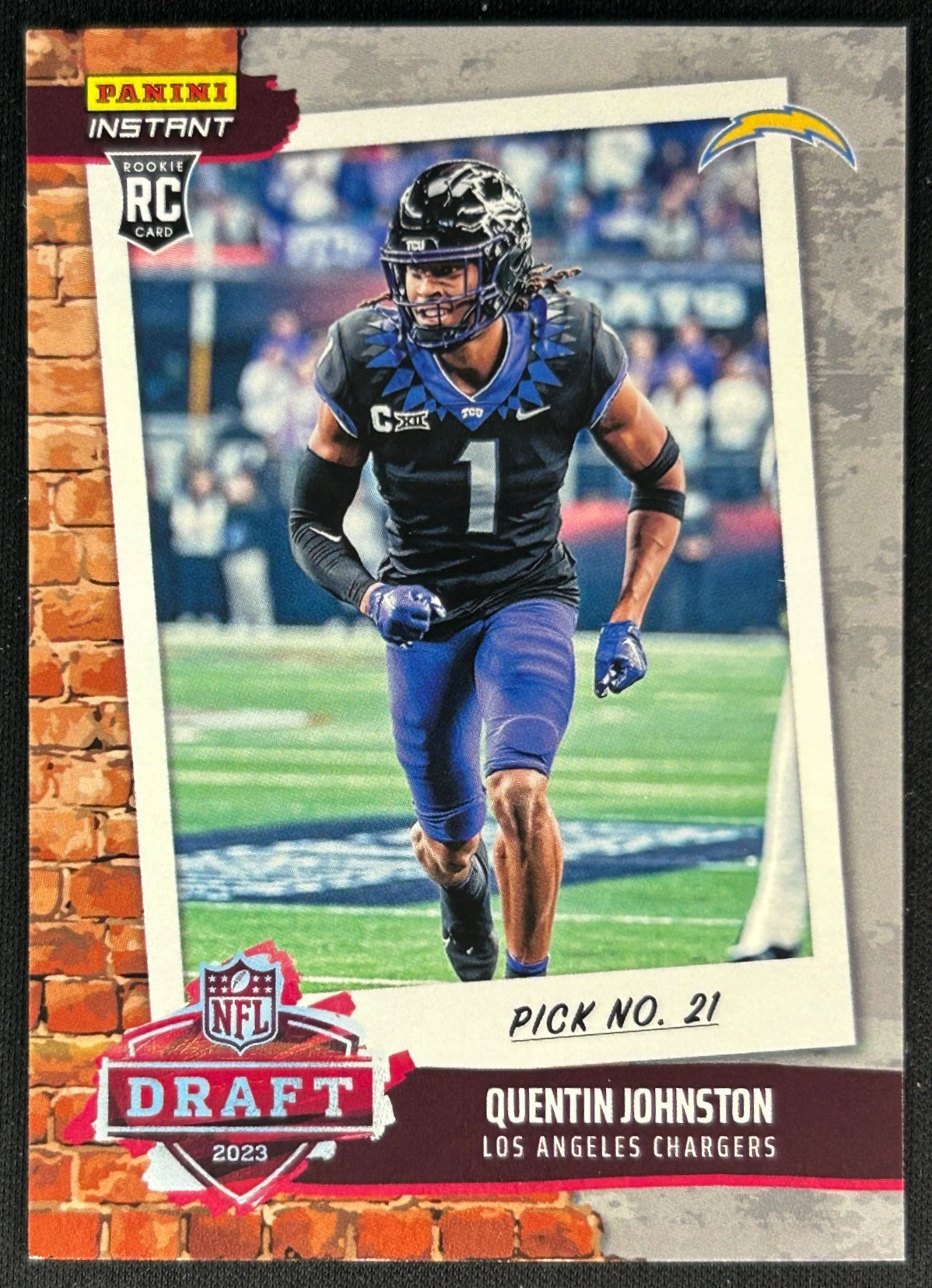 Quentin Johnston 2023 Instant NFL Draft Night Chargers front