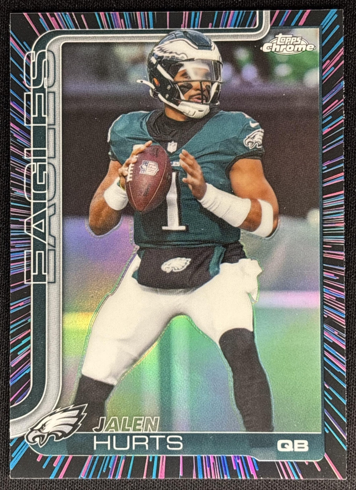 Jalen Hurts 2025 Topps Chrome Neon Pulse Refractor Eagles - Philadelphia Eagles