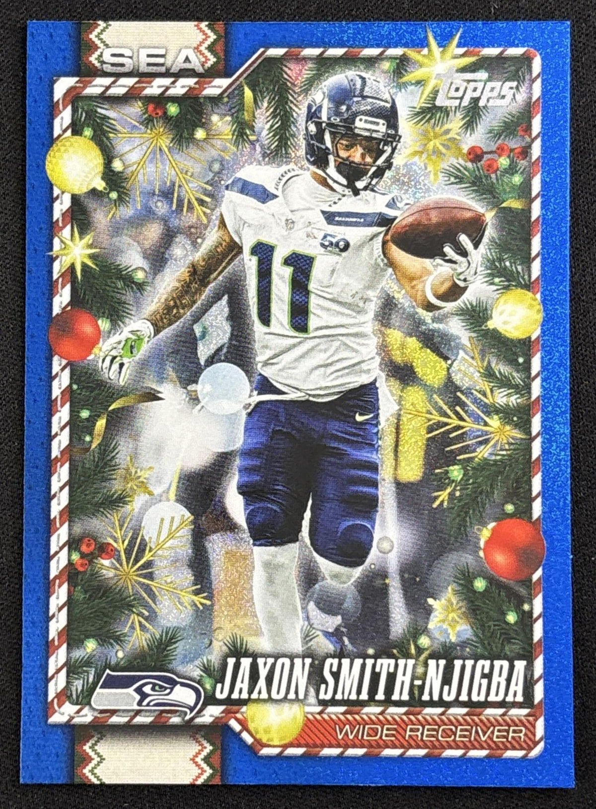 Jaxon Smith-Njigba 2026 Topps Holiday Blue Metallic Glitter Seahawks