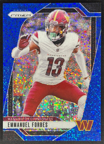 Emmanuel Forbes 2024 Prizm Blue Sparkle /96 Commanders Sports Trading Cards