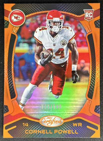 Cornell Powell 2021 Panini Certified Mirror Orange /149 Chiefs