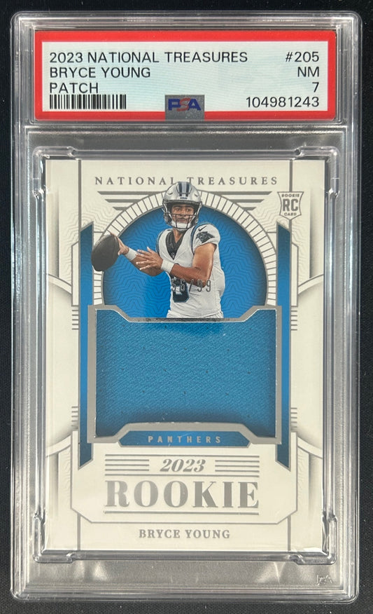 Bryce Young 2023 National Treasures Patch /99 PSA 7 Rookie Panthers - Front