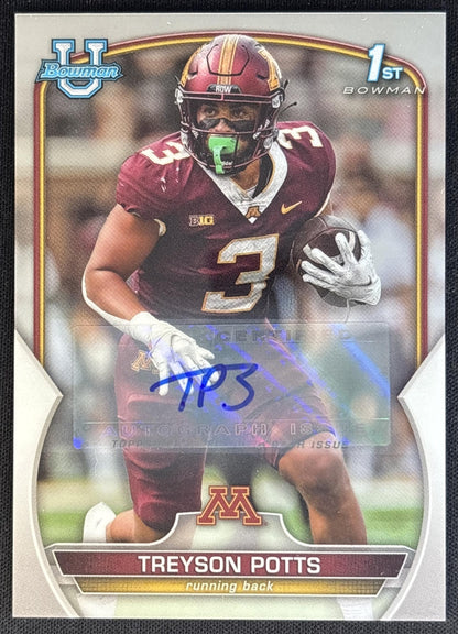 Treyson Potts 2022 Bowman University Chrome Prospect Auto front