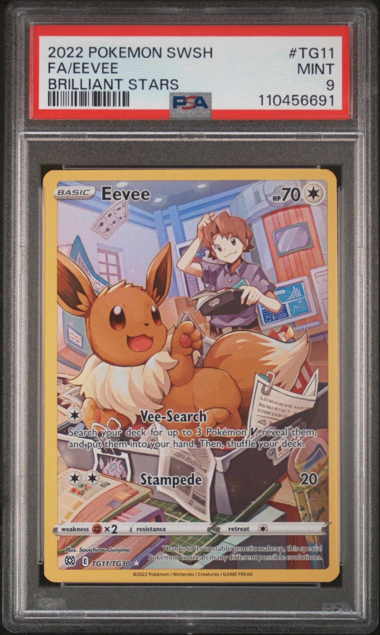 Eevee 2022 Sword & Shield Brilliant Stars Trainer Gallery PSA 9 - Front