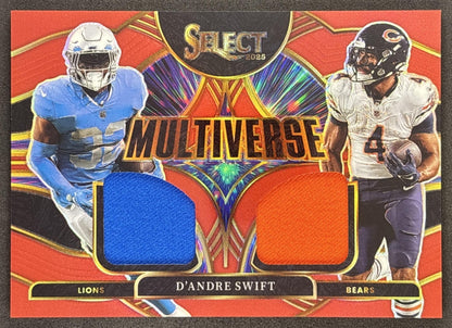 D'Andre Swift 2025 Panini Select Multiverse Jerseys Red Prizm Lions Bears