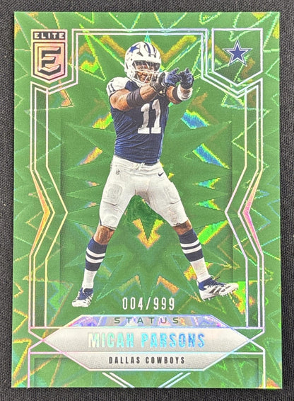 Micah Parsons 2025 Panini Donruss Elite Aspirations Lime Green /999 Cowboys front