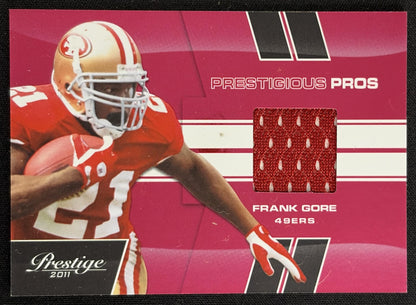 Frank Gore 2011 Panini Prestige Prestigious Pros Materials Red /250 49ers - Front