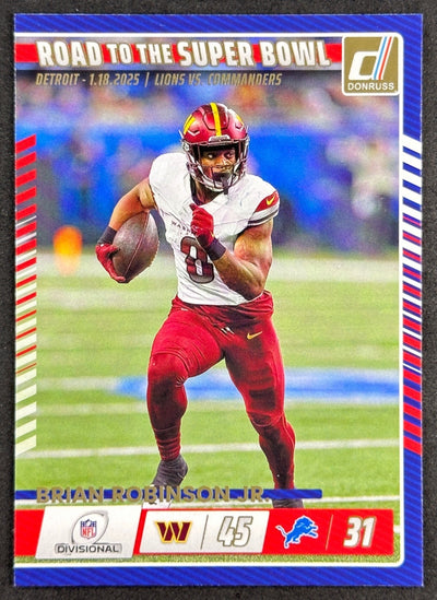 Brian Robinson Jr. 2025 Donruss Road to the Super Bowl Divisional Round Commanders 49ers Sports Trading Card