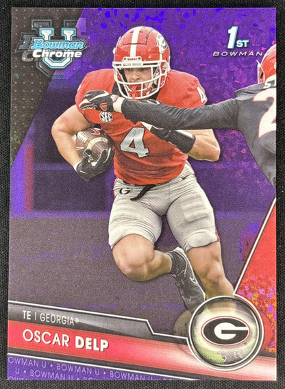 Oscar Delp 2023 University Chrome Purple Mini Diamond Refractor /399 Bulldogs front