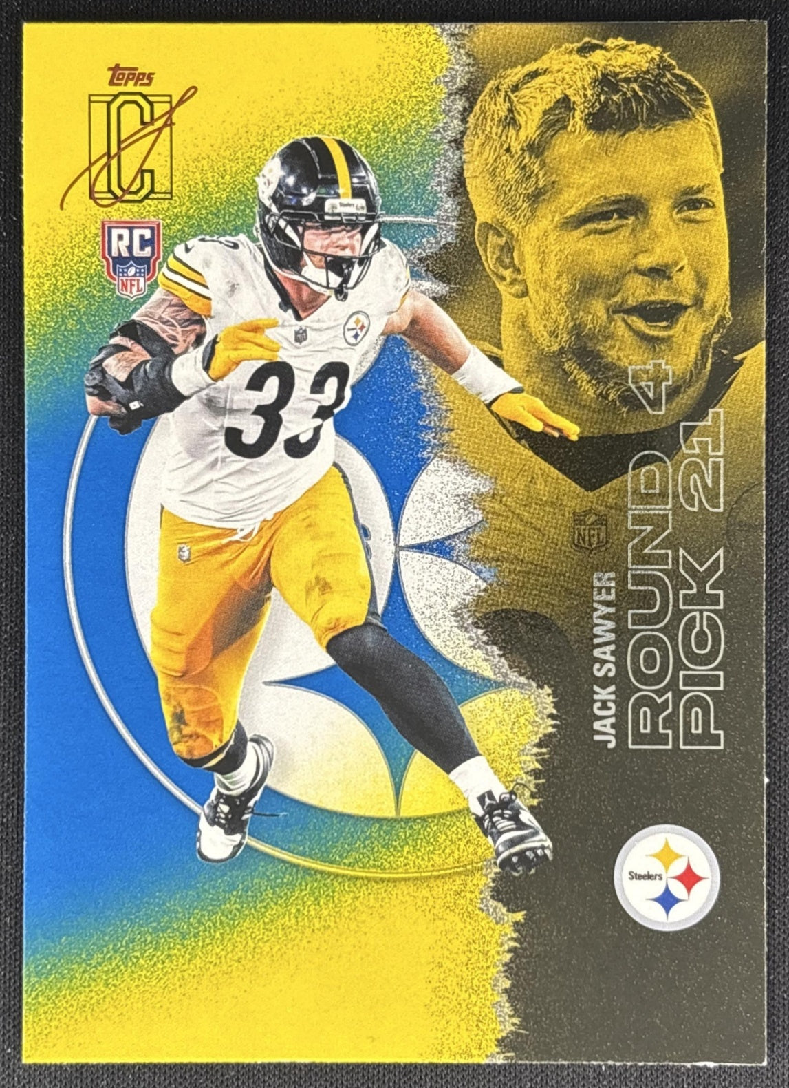 Jack Sawyer 2025 Topps Signature Class Rookie Blue & Yellow Foil Steelers