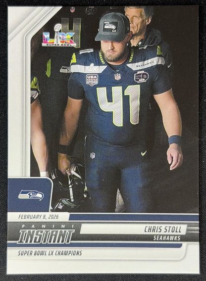 Chris Stoll 2026 Panini Instant Super Bowl LIX Champions Seattle Seahawks front