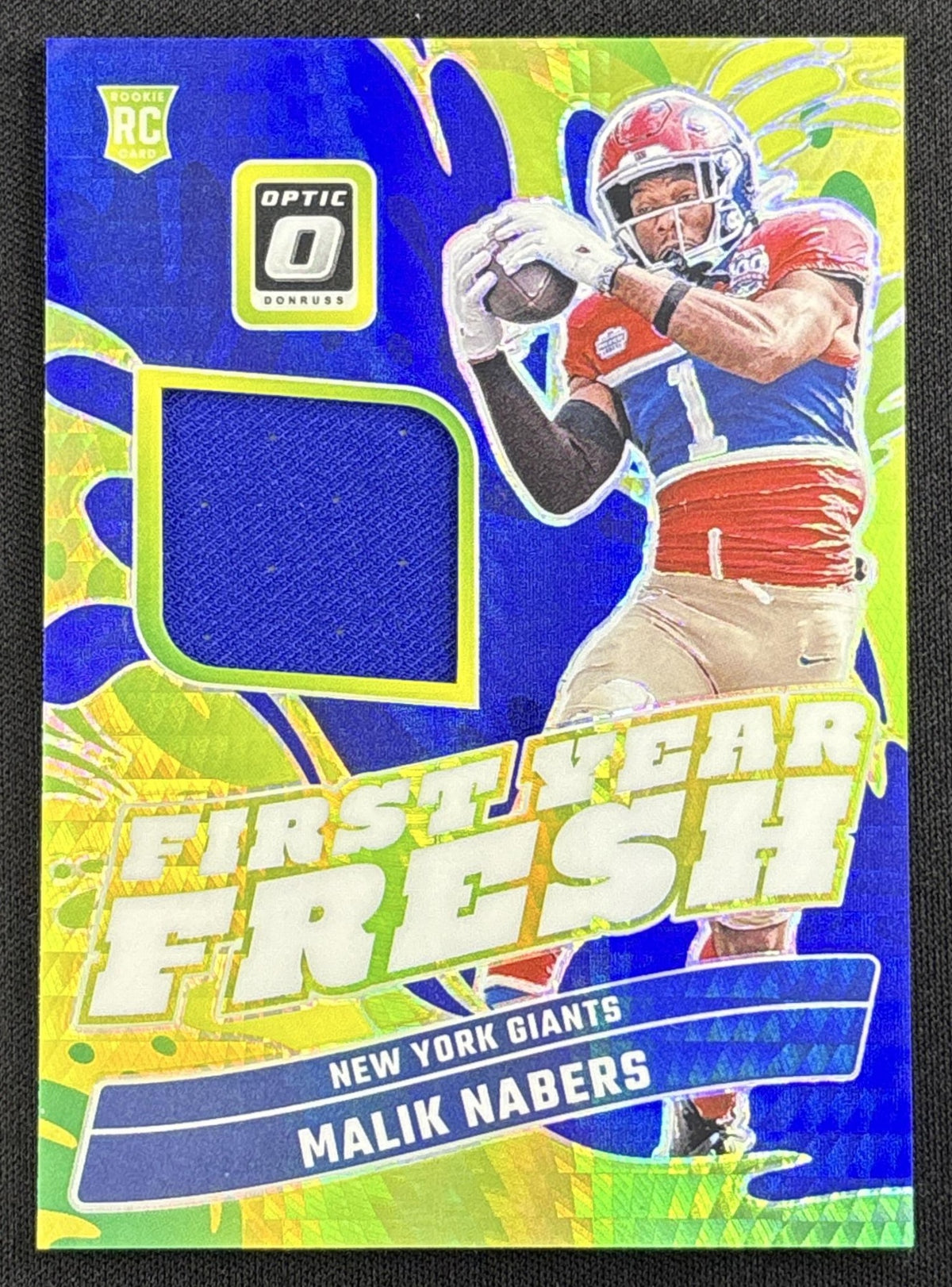 Malik Nabers 2024 Panini Donruss Optic First Year Fresh Blue Hyper Giants