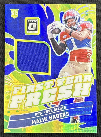 Malik Nabers 2024 Panini Donruss Optic First Year Fresh Blue Hyper Giants