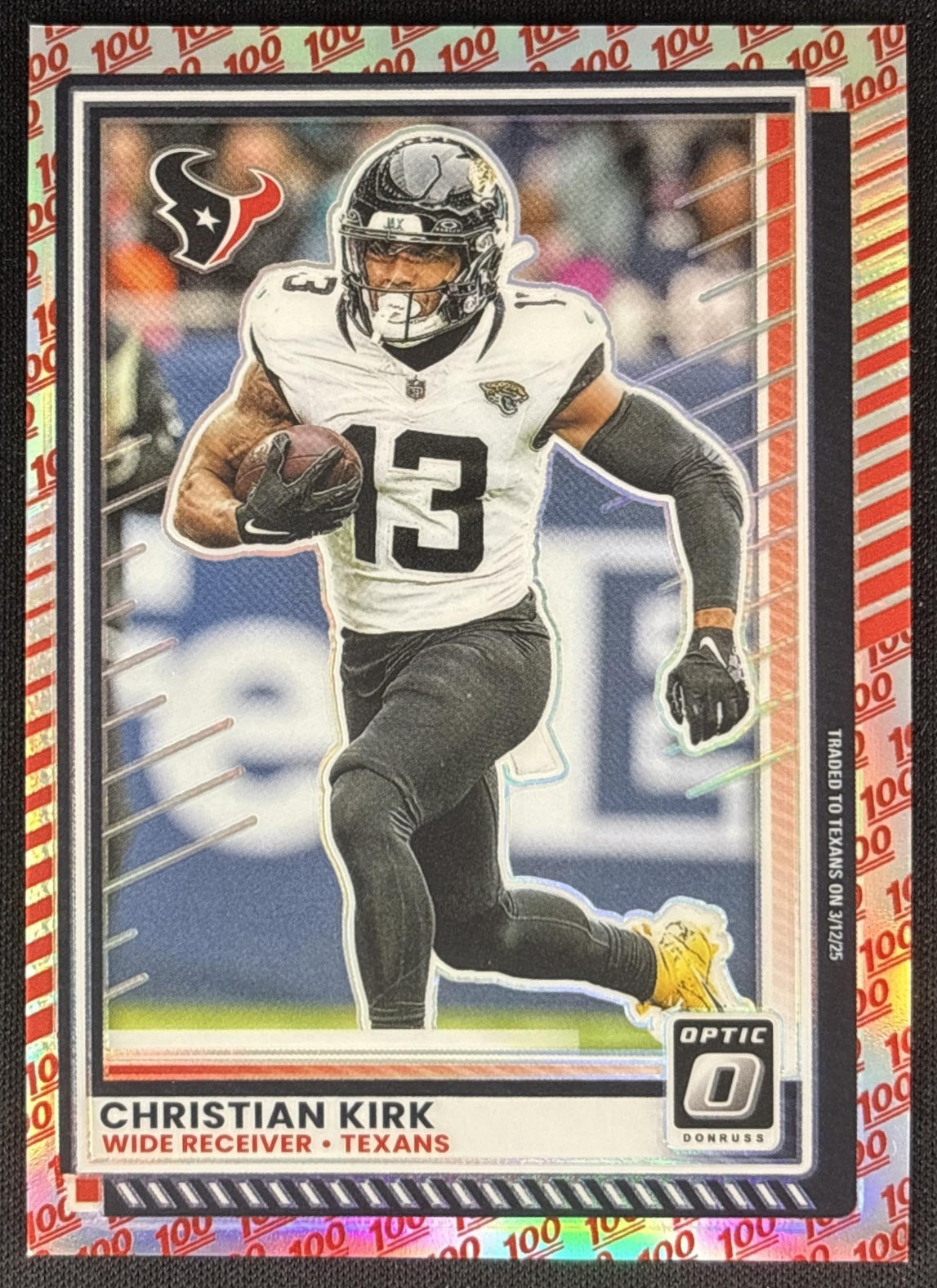Christian Kirk 2025 Panini Donruss Optic One Hundred Prizm Texans Sports Trading Card