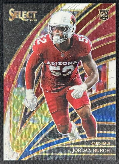 Jordan Burch 2025 Panini Select Club Level Tri-Color Prizm /249 Cardinals front
