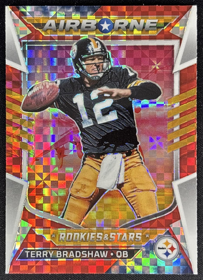 Terry Bradshaw 2022 Panini Rookies & Stars Airborne Red Plaid Steelers Sports Trading Cards