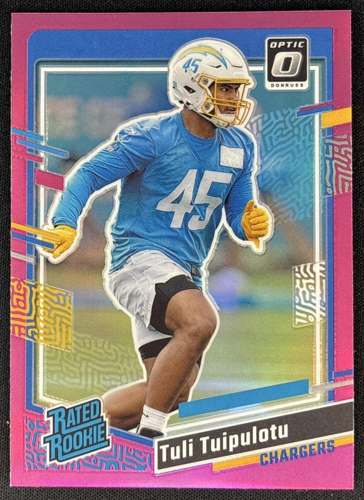 Tuli Tuipulotu 2023 Donruss Optic Rated Rookie Preview Pink Prizm Chargers