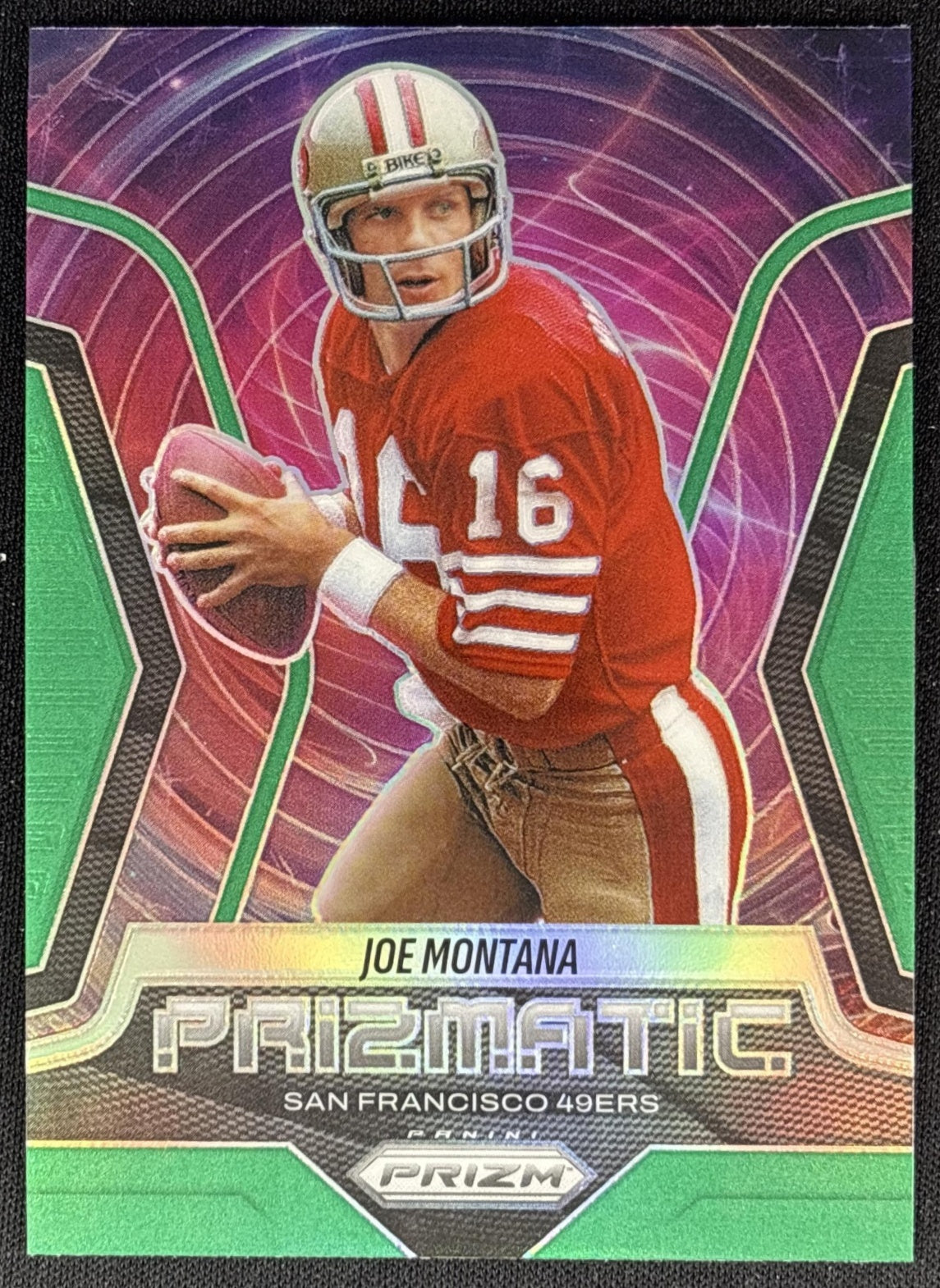 Joe Montana 2025 Panini Prizm Prizmatic Green 49ers Sports Trading Cards