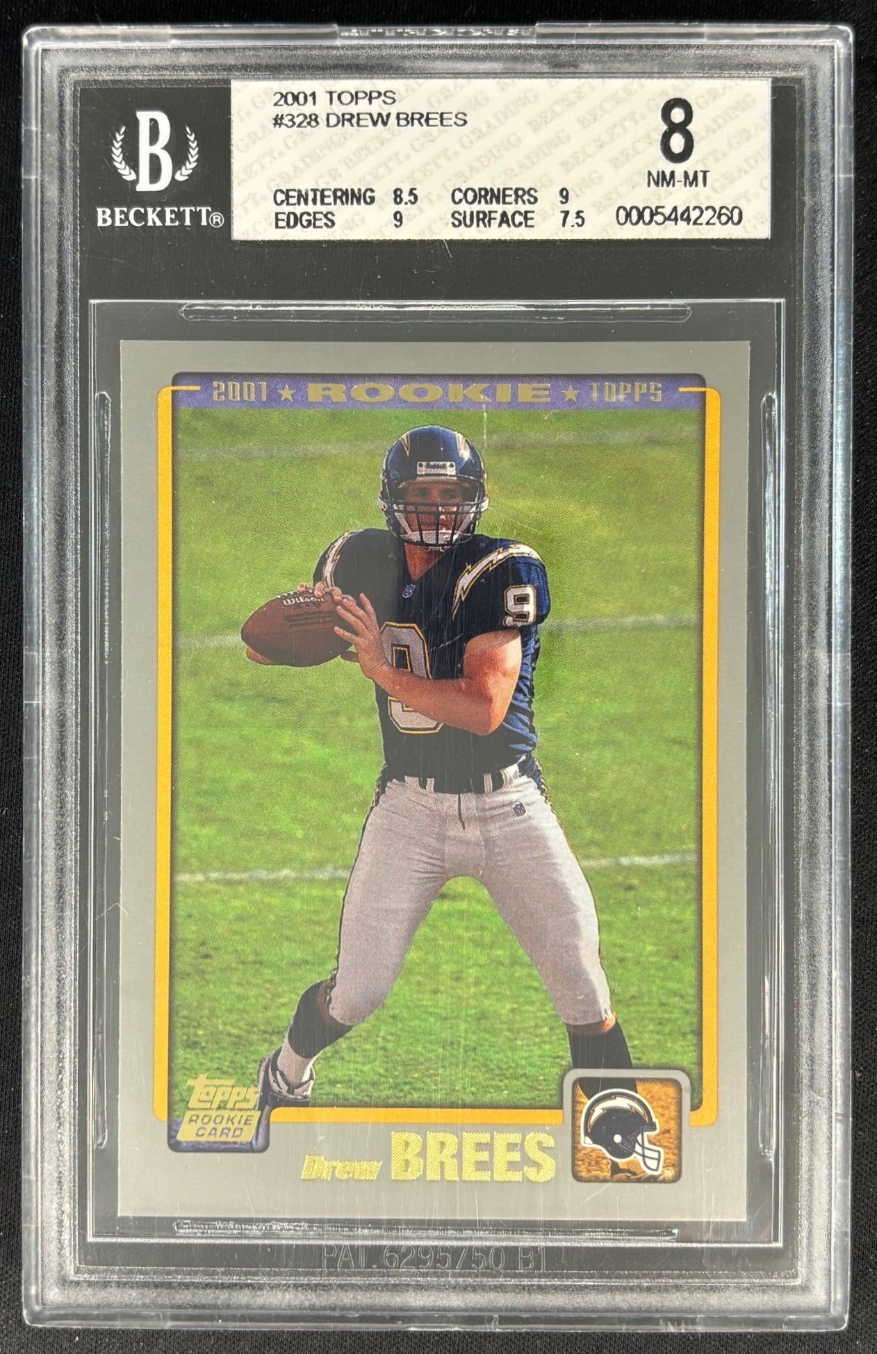 Drew Brees 2001 Topps BGS 8 Rookie Chargers - Front (Wayne Collection)