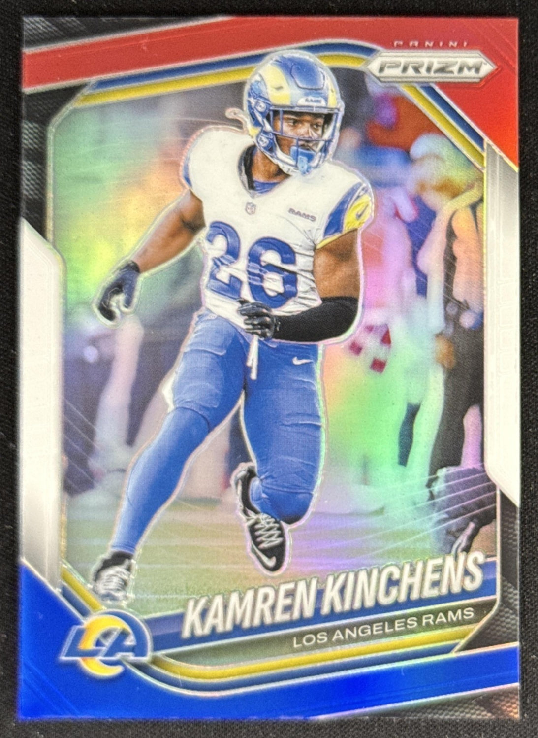 Kamren Kinchens 2025 Panini Prizm Red White & Blue Rams Los Angeles Rams Sports Trading Card