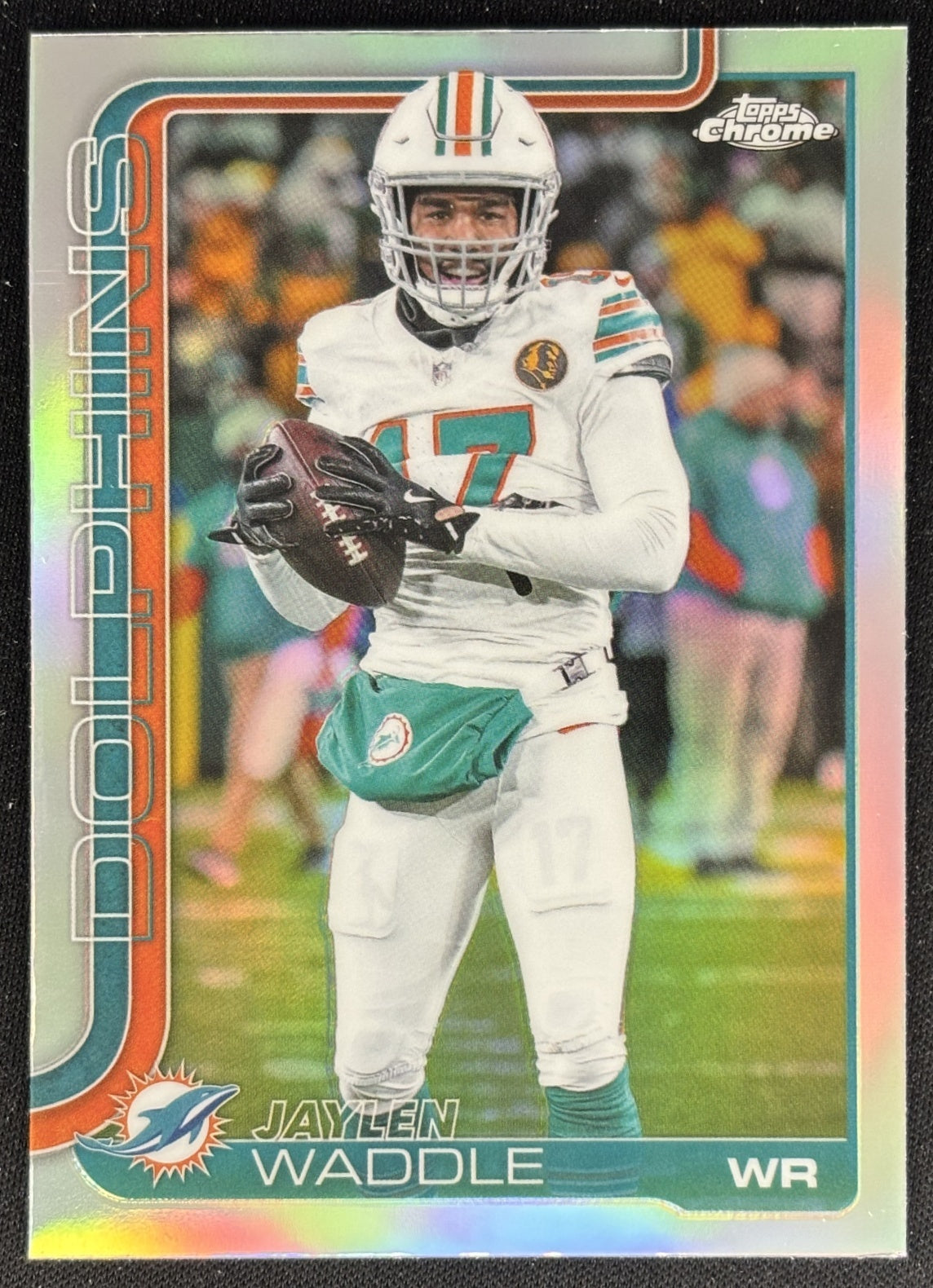 Jaylen Waddle 2025 Topps Chrome Refractor Dolphins Sports Trading Cards