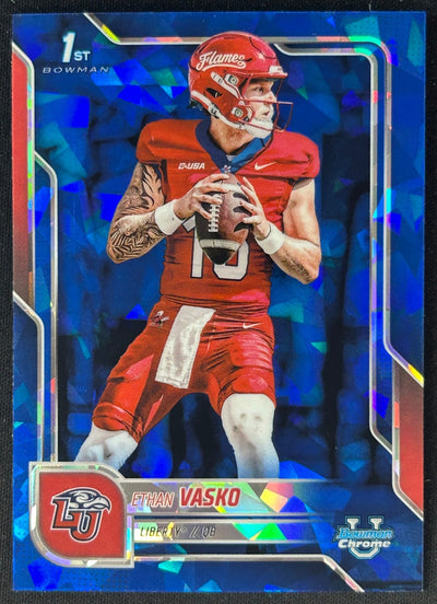 Ethan Vasko 2025 Bowman Chrome University Sapphire Prospect Flames Sports Trading Card