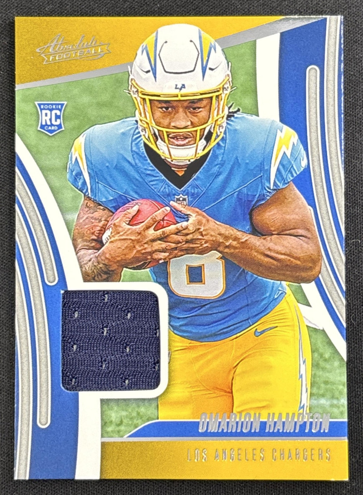 Omarion Hampton 2025 Panini Absolute Rookie Materials Chargers