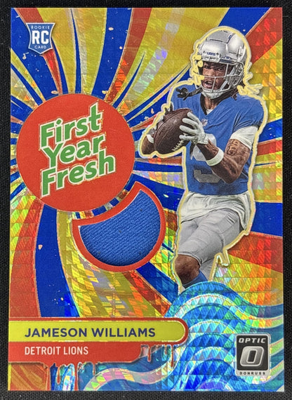 Jameson Williams 2022 Panini Donruss Optic First Year Fresh Blue Hyper Lions Front