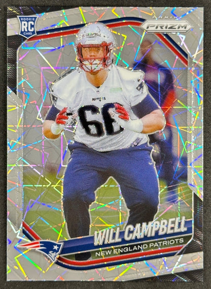 Will Campbell 2025 Prizm Lazer Patriots Sports Trading Card