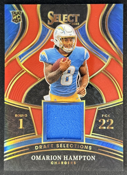 Omarion Hampton 2025 Select Draft Selections Memorabilia Red Prizm Chargers Default Title Sports Trading Cards