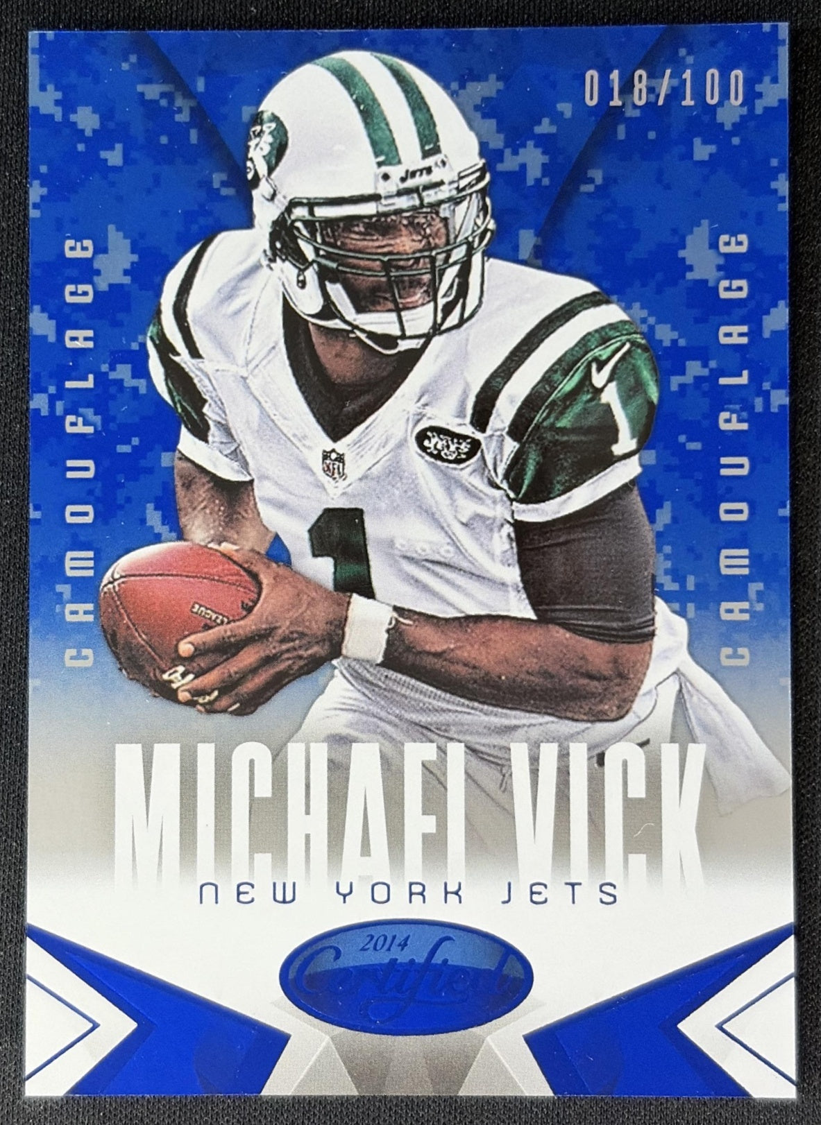 Michael Vick 2014 Panini Certified Camo Blue /100 Jets