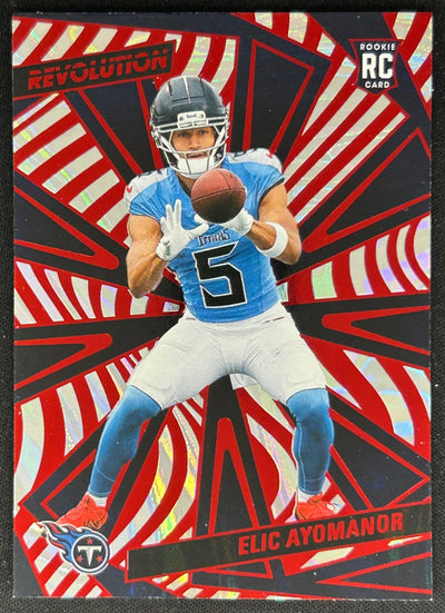 Elic Ayomanor 2025 Panini Revolution Rookies Red Swirl Titans Sports Trading Cards