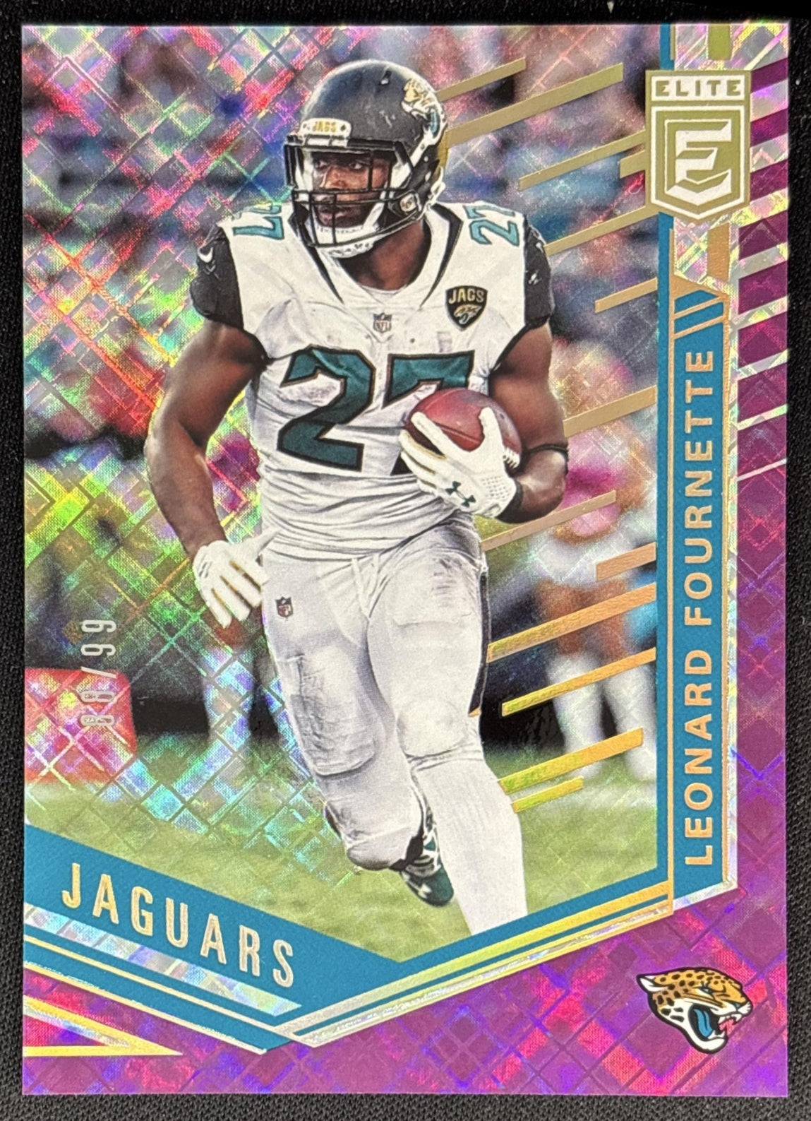 Leonard Fournette 2018 Panini Donruss Elite Purple /99 Jaguars front