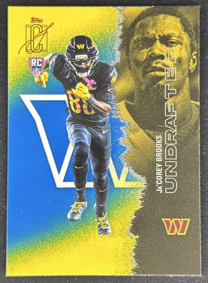 Ja'Corey Brooks 2025 Topps Signature Class Rookie Blue & Yellow Foil Commanders front