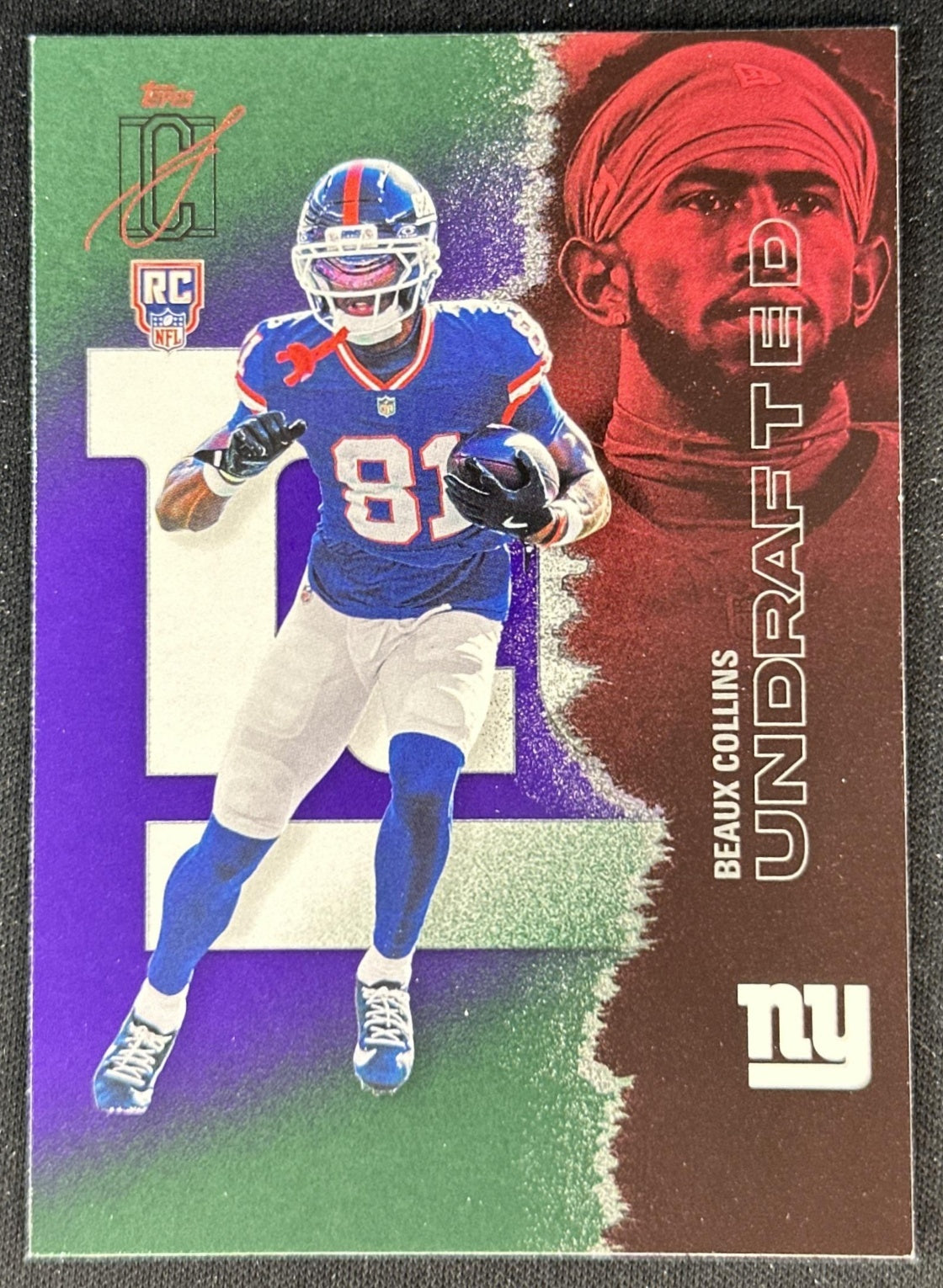 Beaux Collins 2025 Topps Signature Class Green & Purple Rookie Giants front