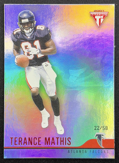 Terance Mathis 2001 Pacific Private Stock Titanium Red /58 Falcons front