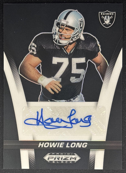 Howie Long 2025 Panini Prizm Black Flashback Signatures 1/1 Raiders Sports Trading Cards